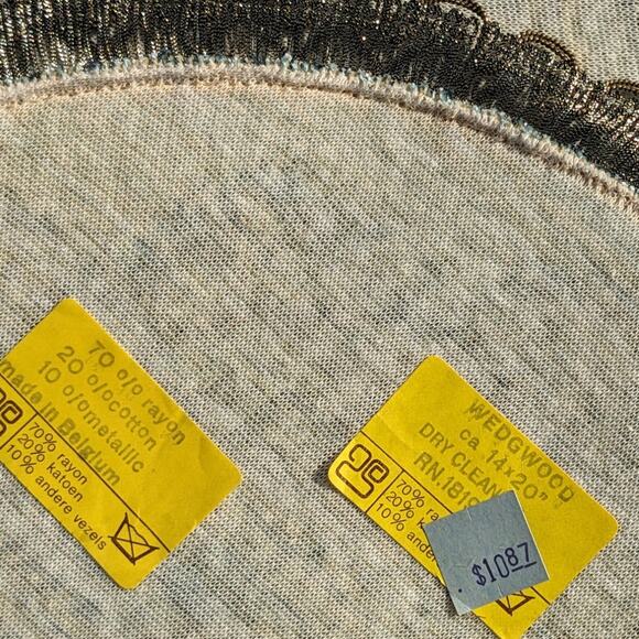 Rare Luxe Set of 6 Blue WEDGWOOD Velvet Brocade Rose Placemats Belgium Vintage - Picture 4 of 7